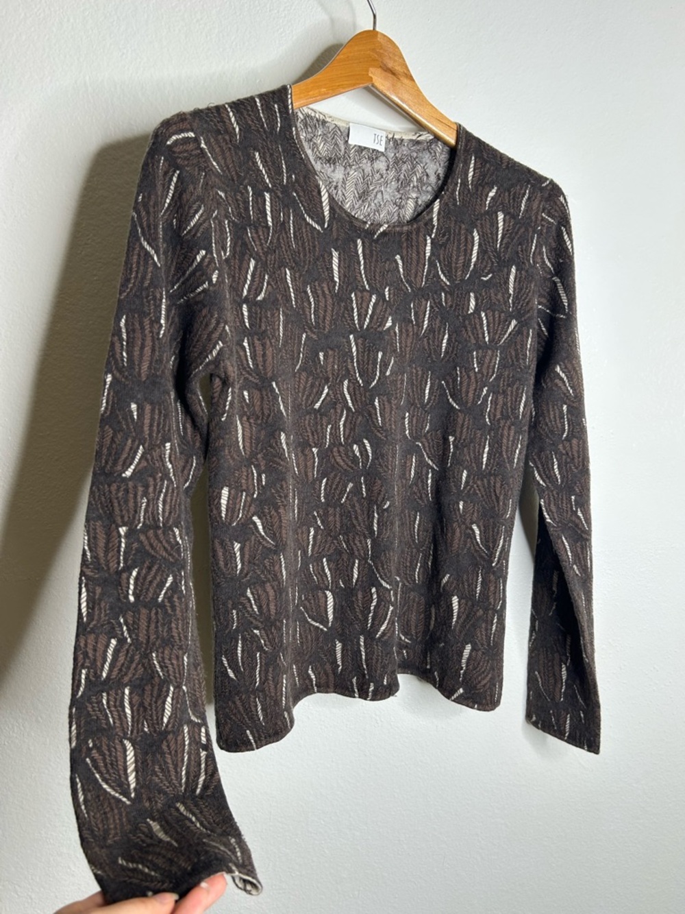 Tse 100% Cashmere Brown Neutral Textured Stitch Pullover Sweater Size Large View 4